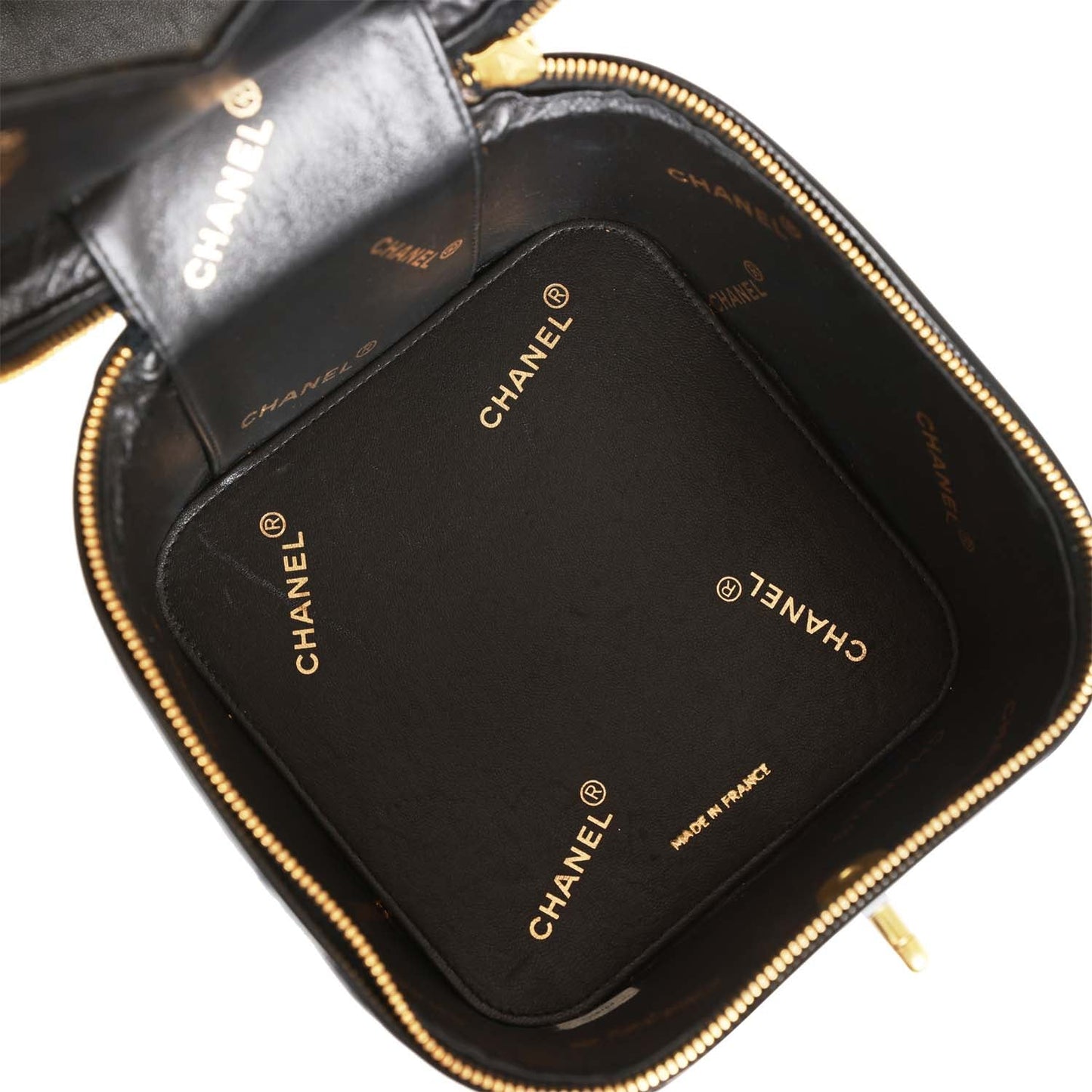 Chanel  Vanity Heart Mirror Bag Black Patent Gold Hardware