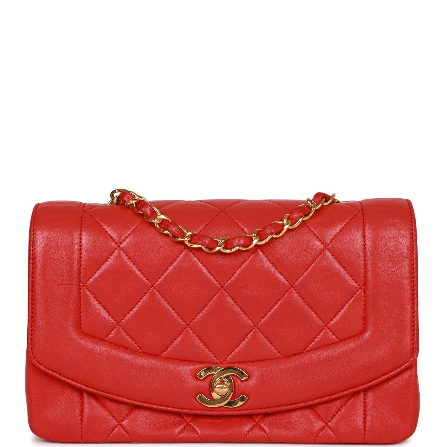 Chanel  Small Diana Flap Bag Red Lambskin Gold Hardware