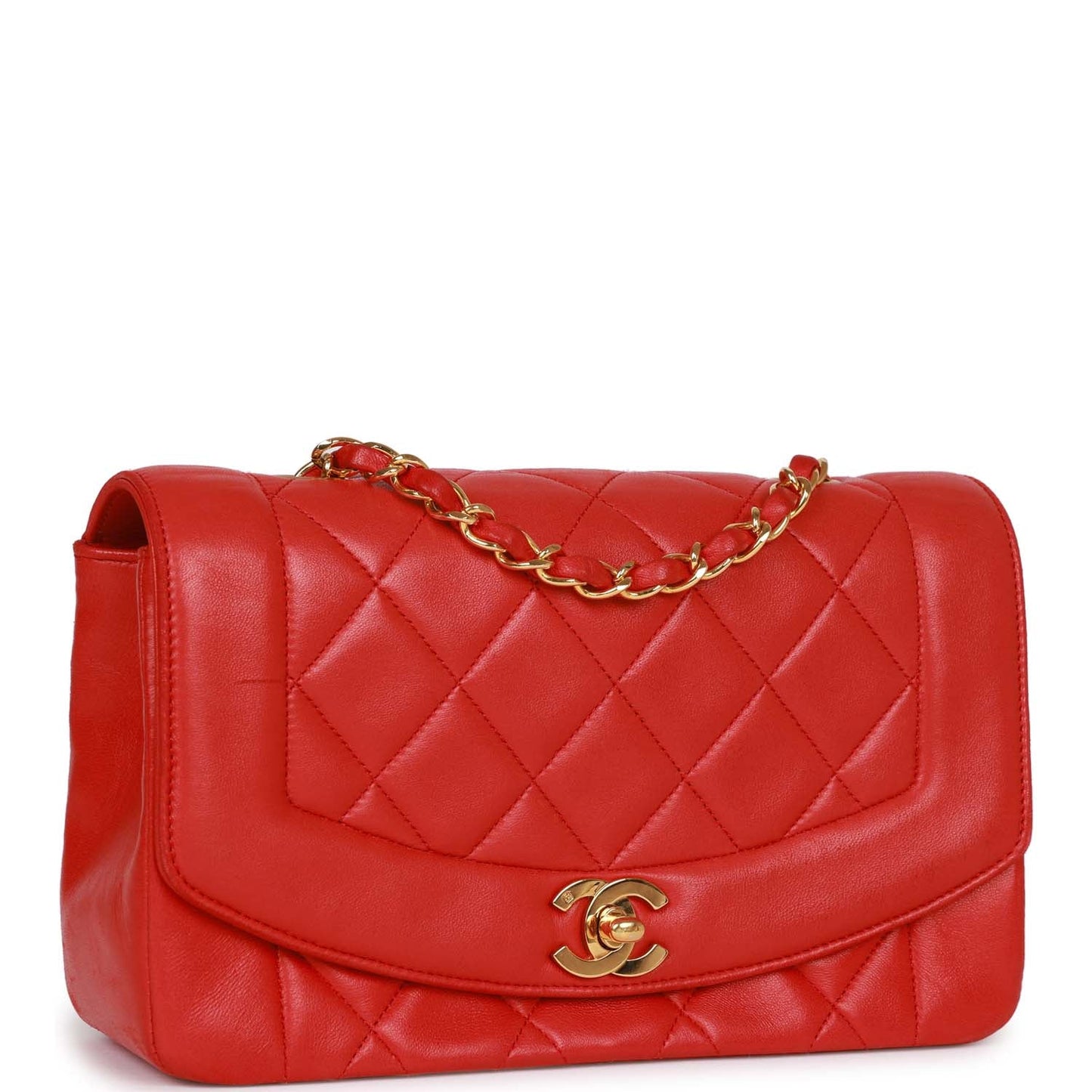 Chanel  Small Diana Flap Bag Red Lambskin Gold Hardware