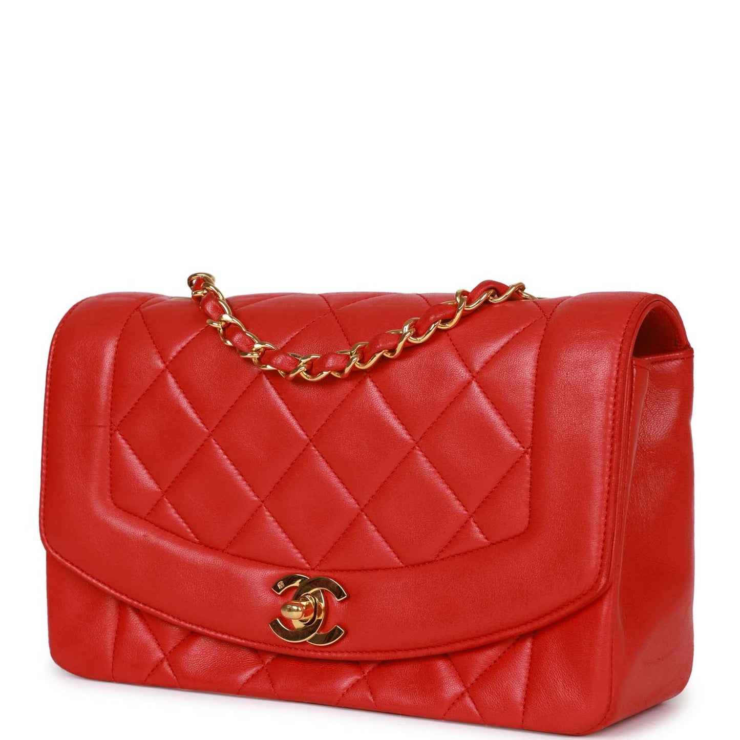 Chanel  Small Diana Flap Bag Red Lambskin Gold Hardware