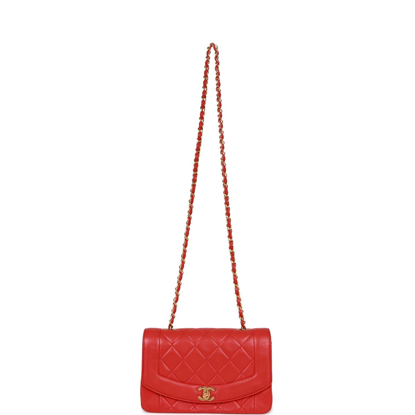 Chanel  Small Diana Flap Bag Red Lambskin Gold Hardware