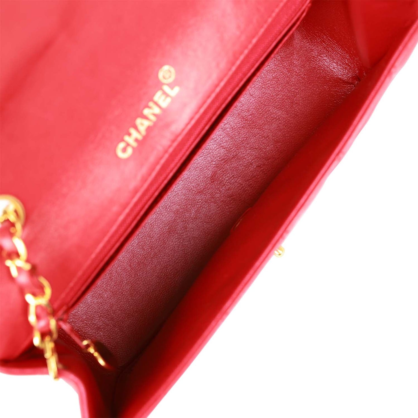 Chanel  Small Diana Flap Bag Red Lambskin Gold Hardware