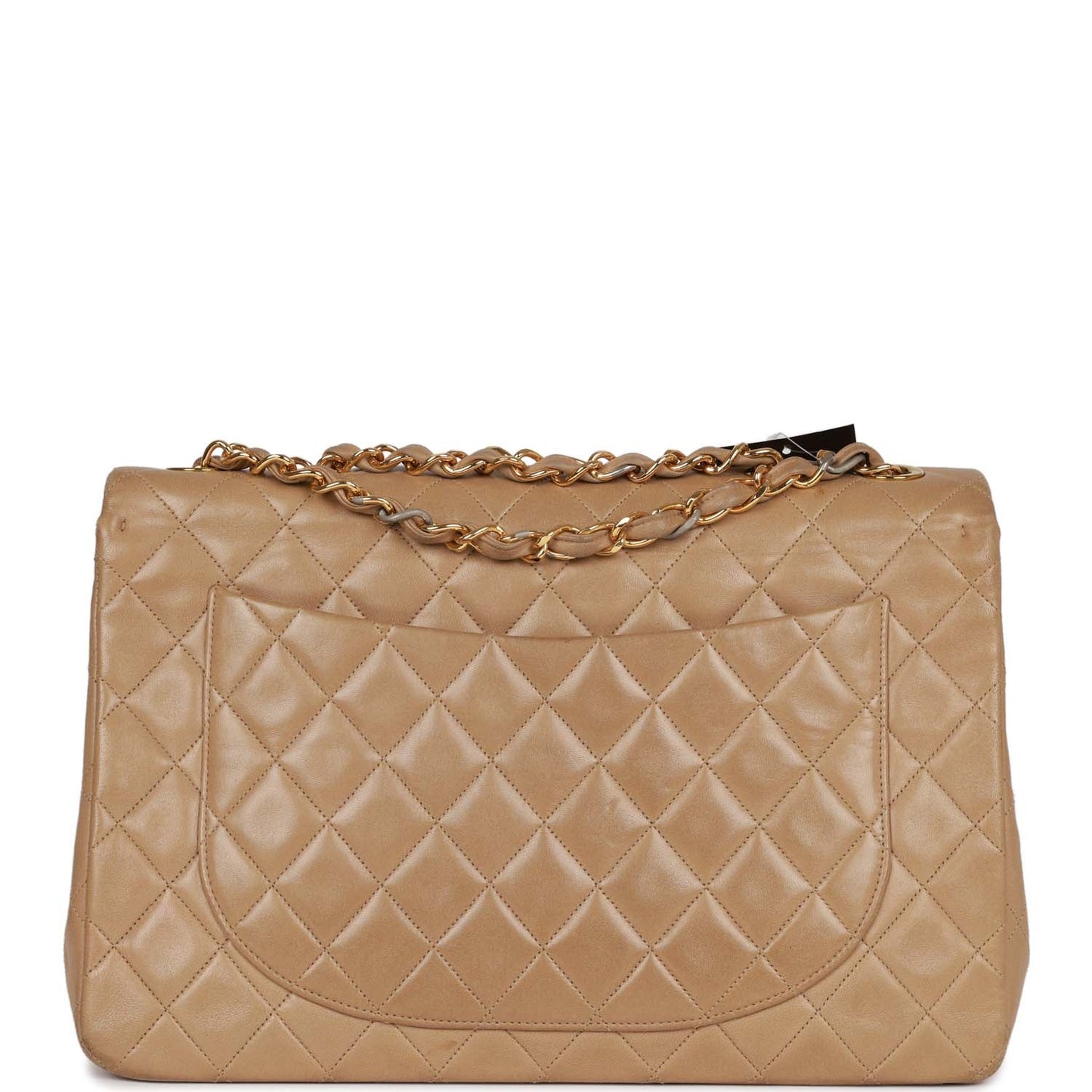 Chanel  XL Maxi Flap Bag Beige Lambskin Gold Hardware