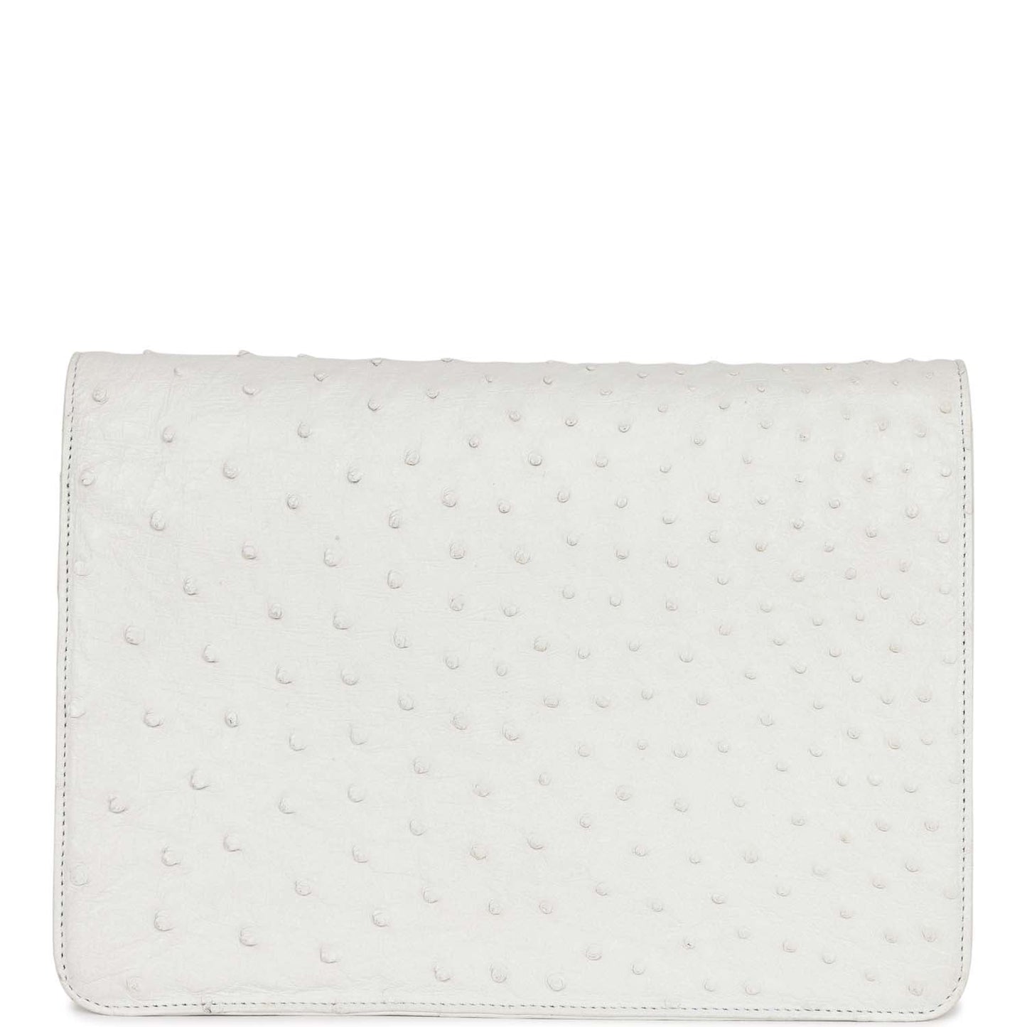 Chanel  Single Flap Bag White Ostrich Gold Hardware