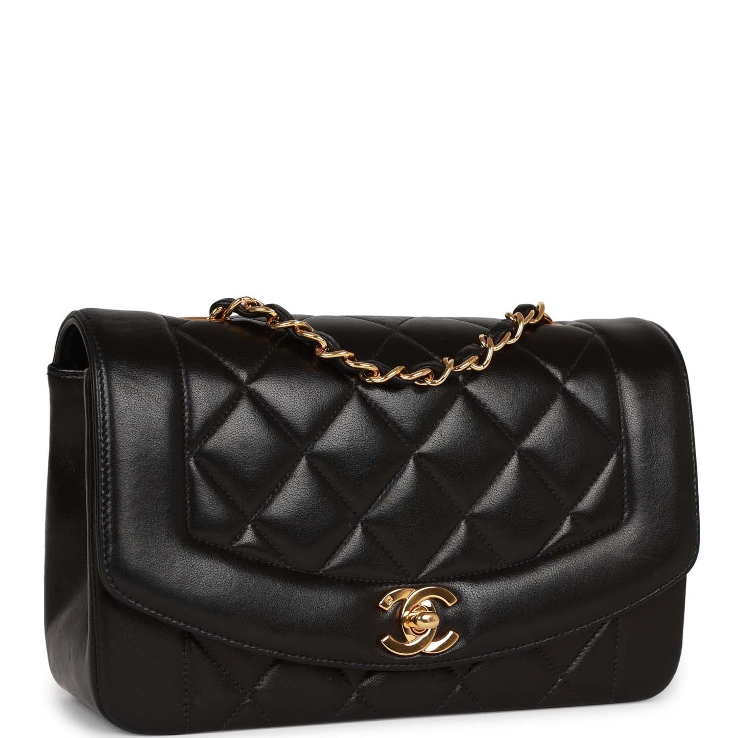 Chanel  Small Diana Flap Bag Black Lambskin Gold Hardware