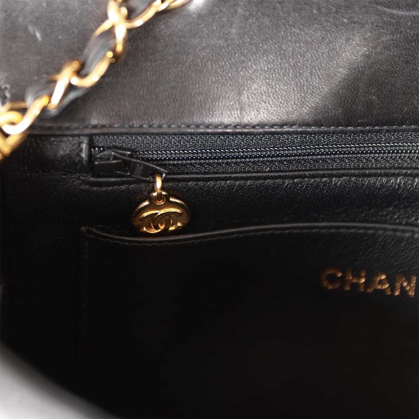 Chanel  Small Diana Flap Bag Black Lambskin Gold Hardware