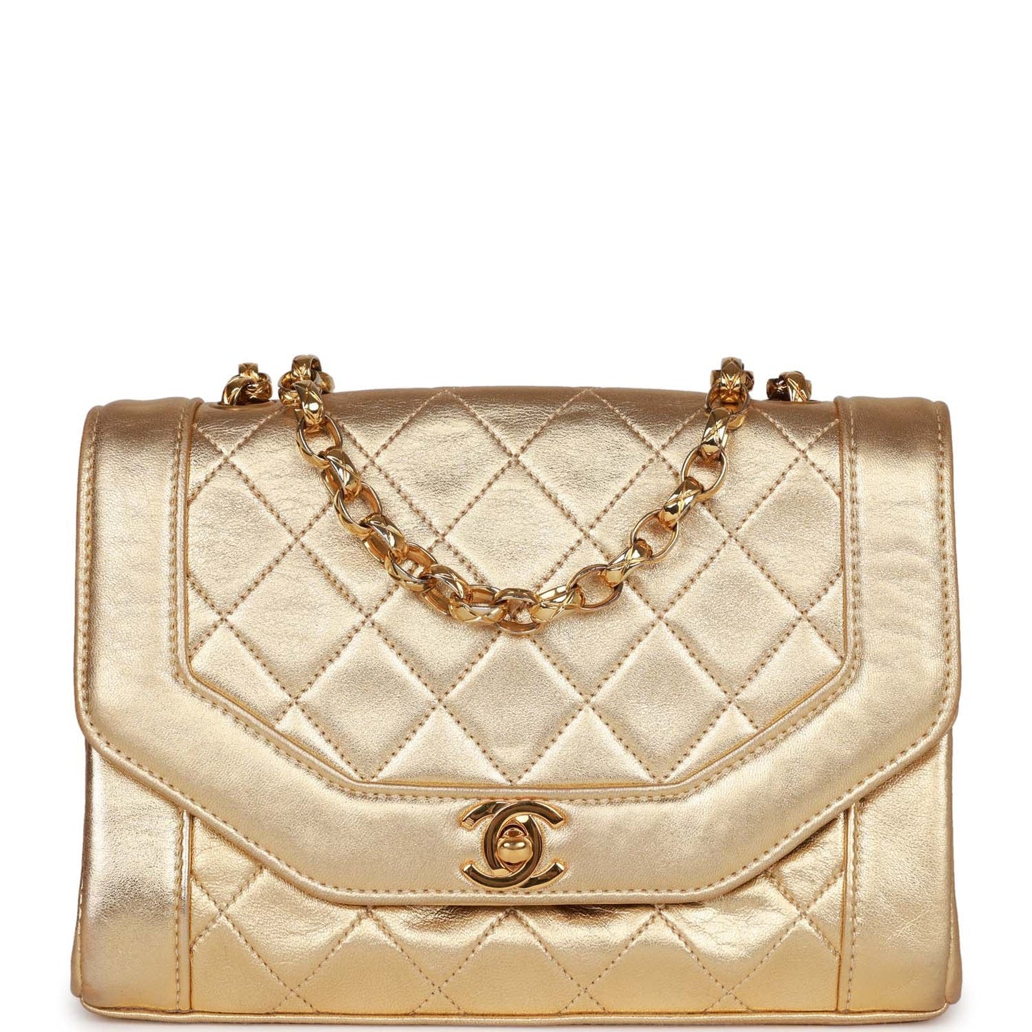 Chanel  Flap Bag Gold Metallic Lambskin Gold Hardware