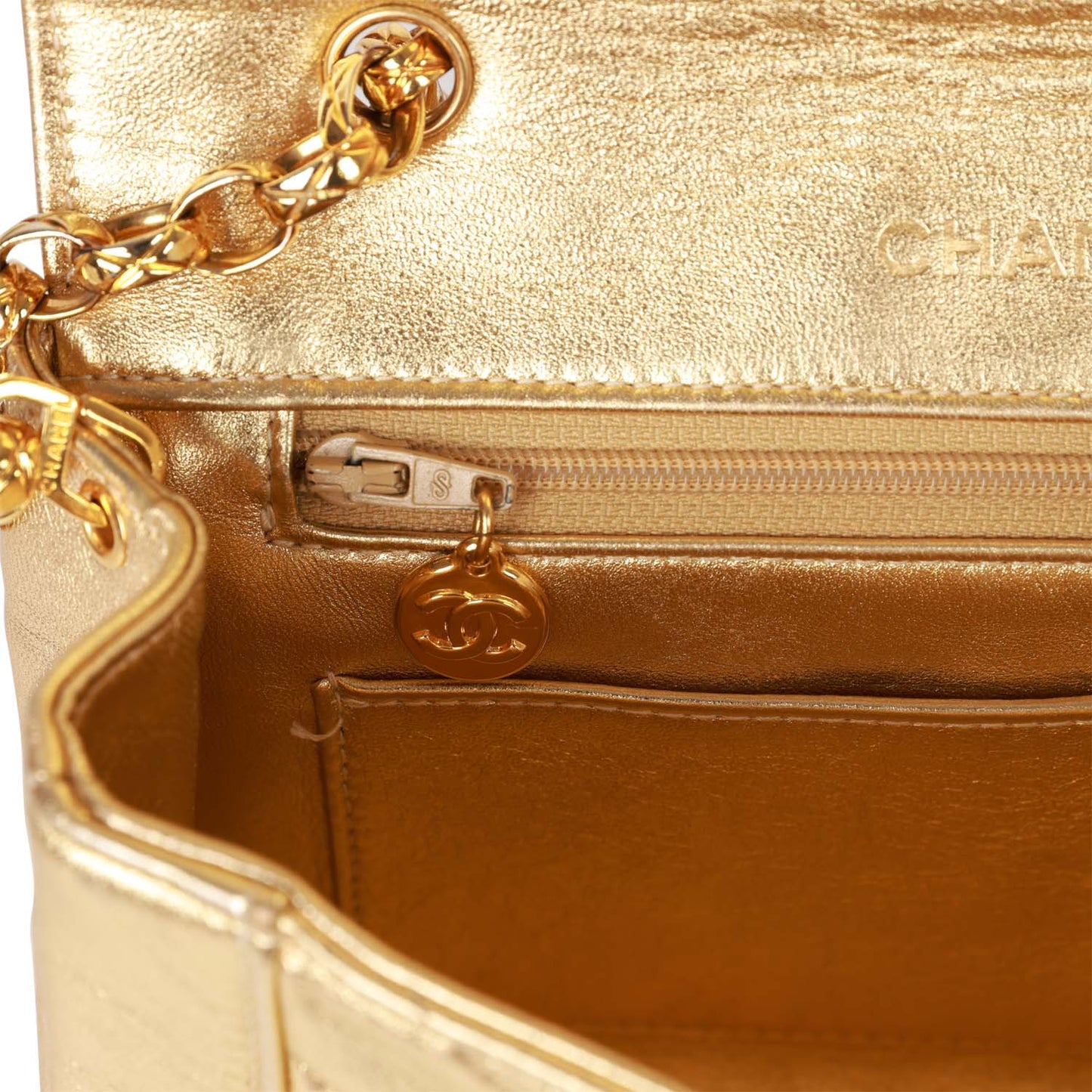 Chanel  Flap Bag Gold Metallic Lambskin Gold Hardware