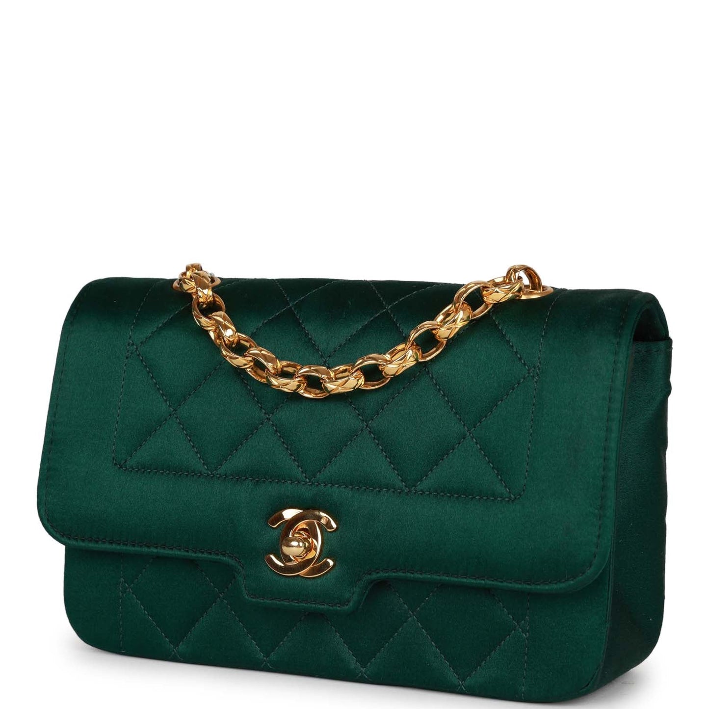 Chanel  Mini Flap Bag Green Satin Gold Hardware