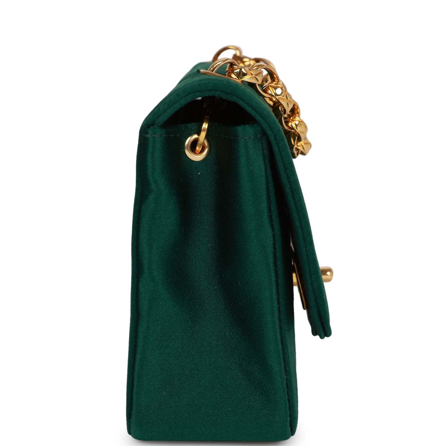 Chanel  Mini Flap Bag Green Satin Gold Hardware