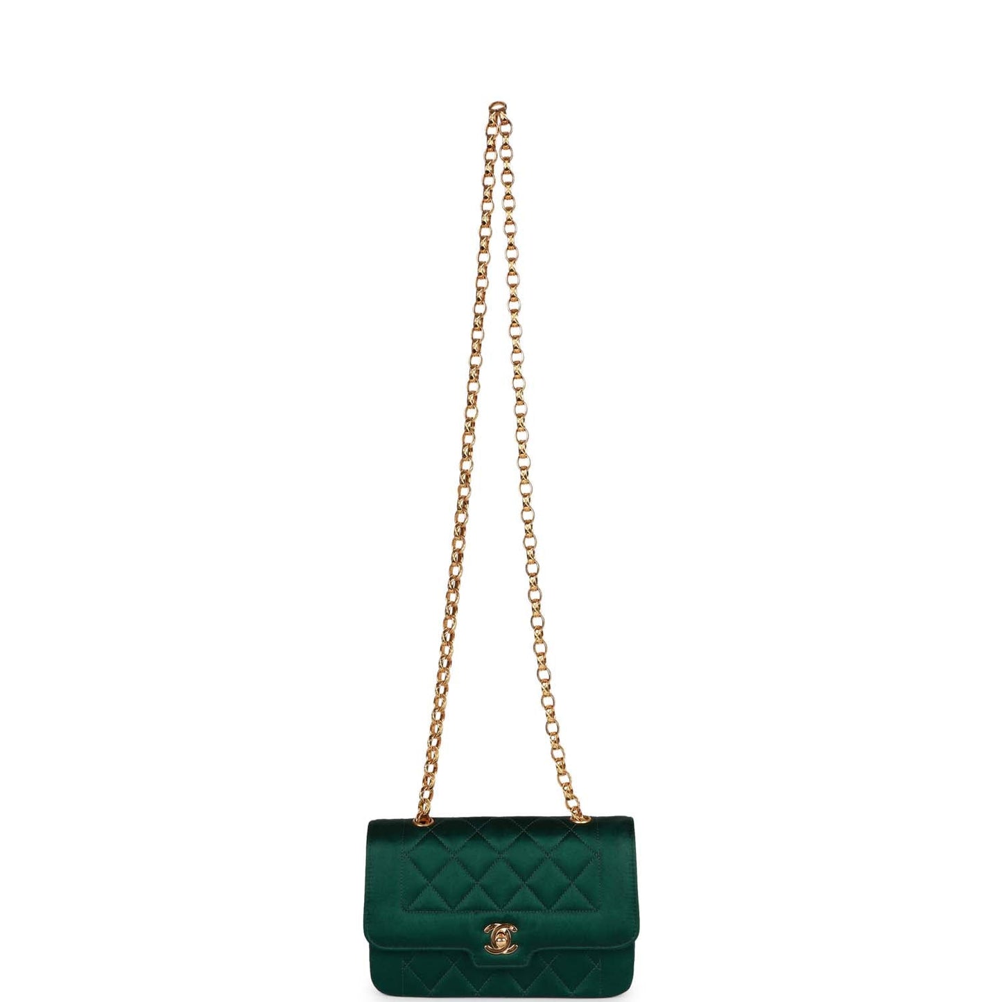 Chanel  Mini Flap Bag Green Satin Gold Hardware