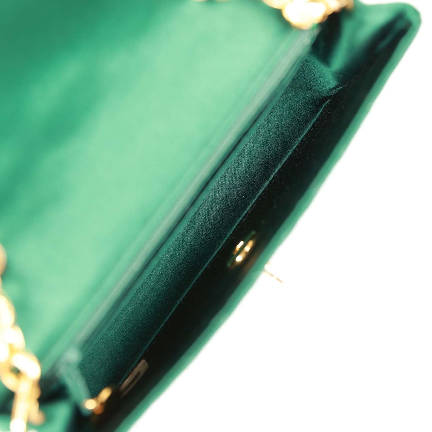 Chanel  Mini Flap Bag Green Satin Gold Hardware
