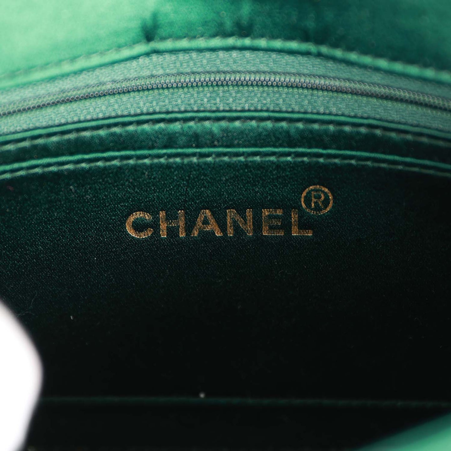 Chanel  Mini Flap Bag Green Satin Gold Hardware