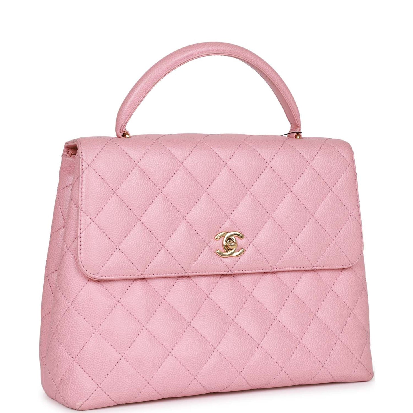 Chanel  Kelly Handle Flap Bag Pink Caviar Gold Hardware