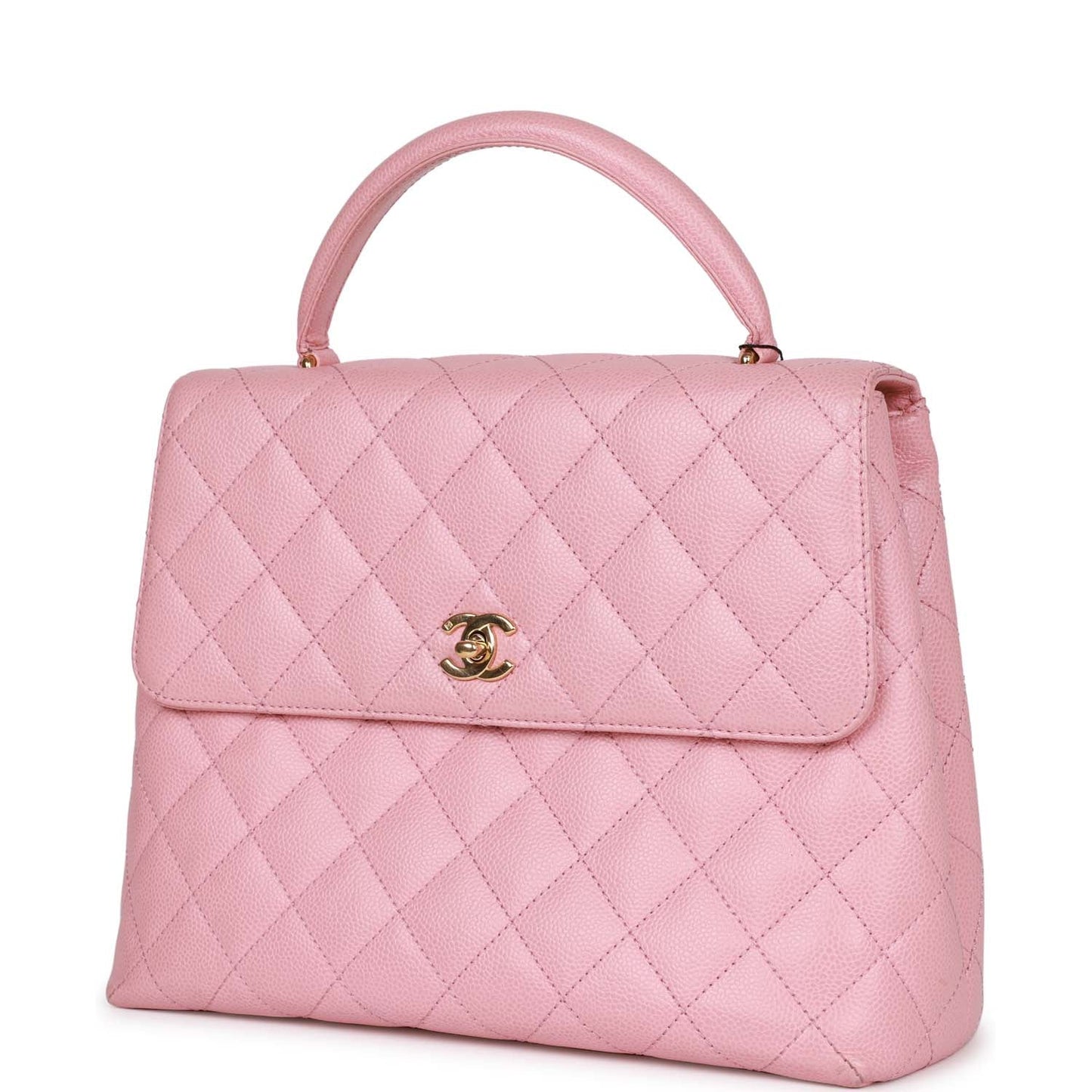 Chanel  Kelly Handle Flap Bag Pink Caviar Gold Hardware