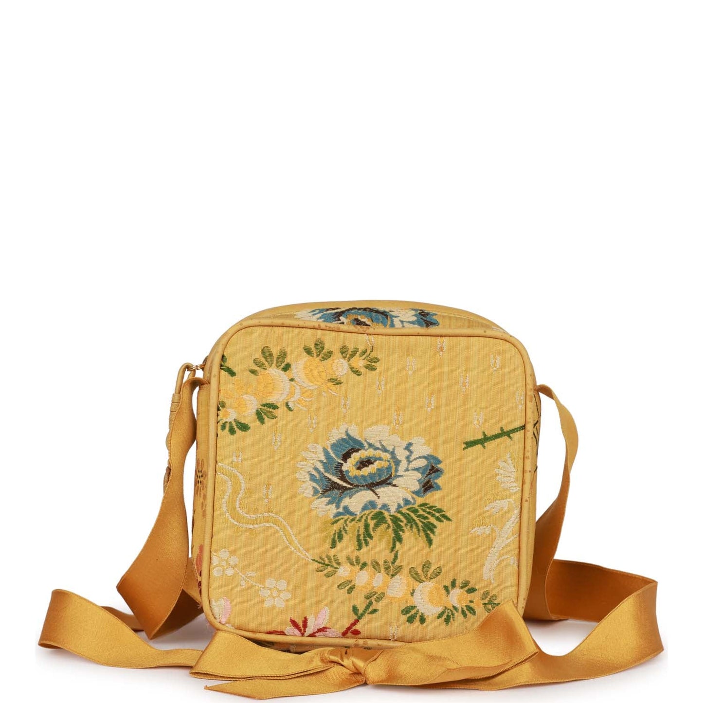 Chanel  Brocade Camera Bag Yellow Silk Gold Hardware