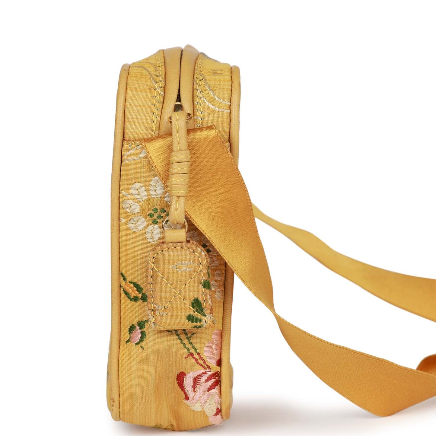 Chanel  Brocade Camera Bag Yellow Silk Gold Hardware