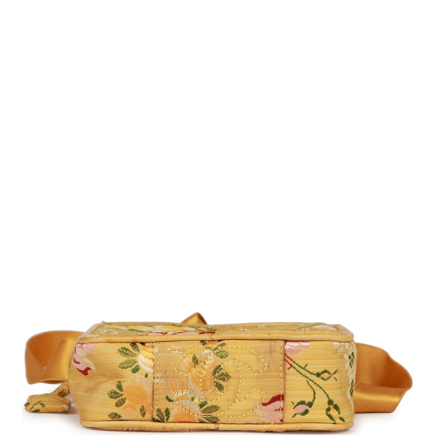 Chanel  Brocade Camera Bag Yellow Silk Gold Hardware