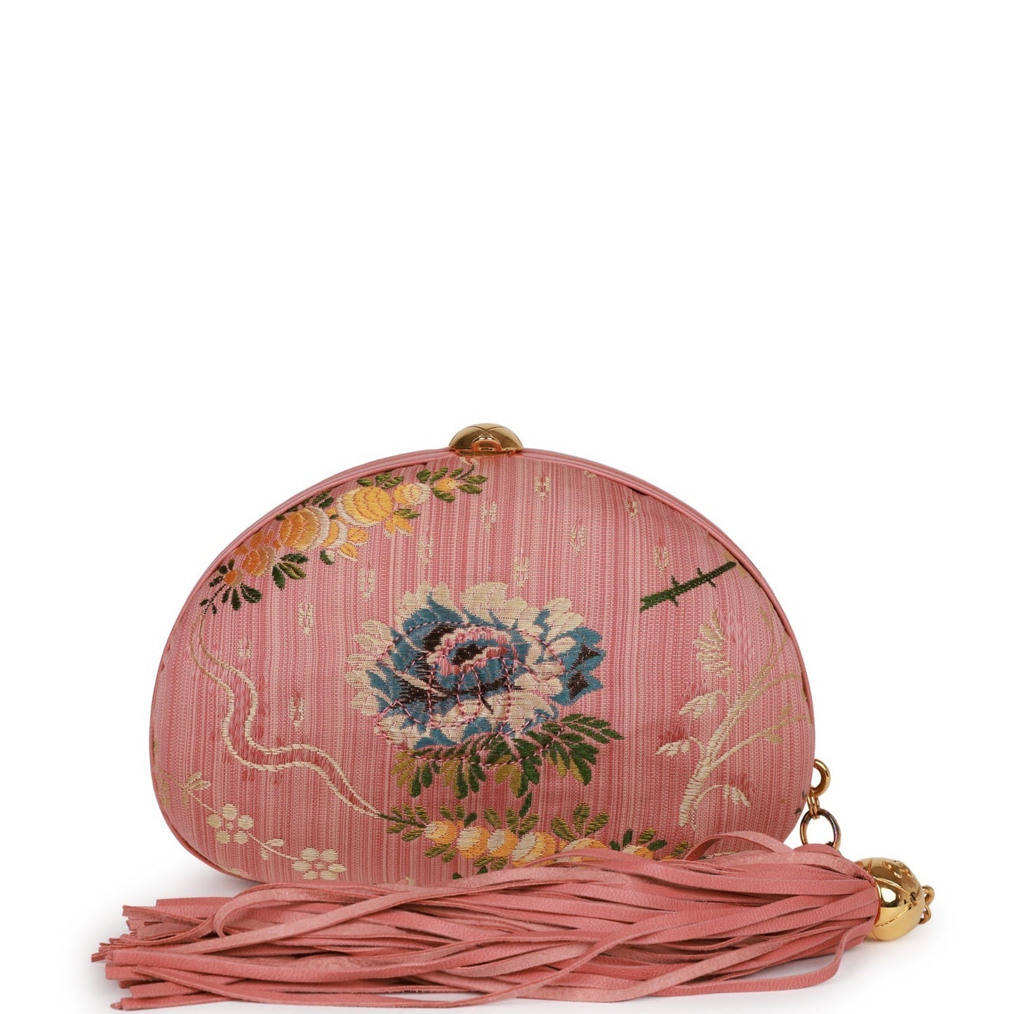 Chanel  Timeless Clutch Rose Pink Brocade Silk Gold Hardware