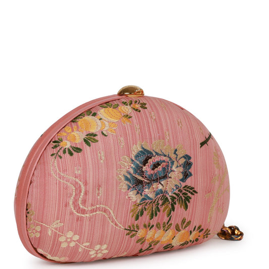 Chanel  Timeless Clutch Rose Pink Brocade Silk Gold Hardware