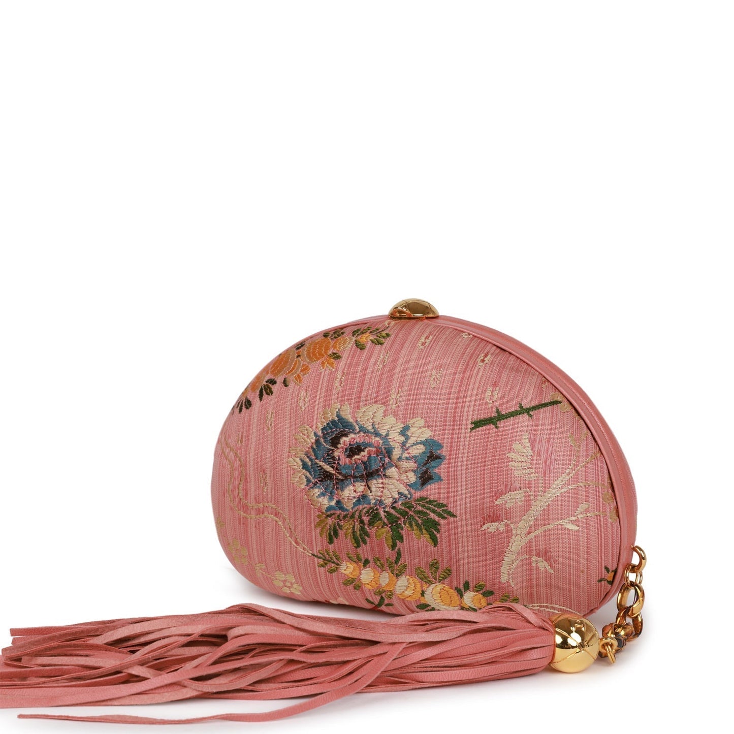 Chanel  Timeless Clutch Rose Pink Brocade Silk Gold Hardware