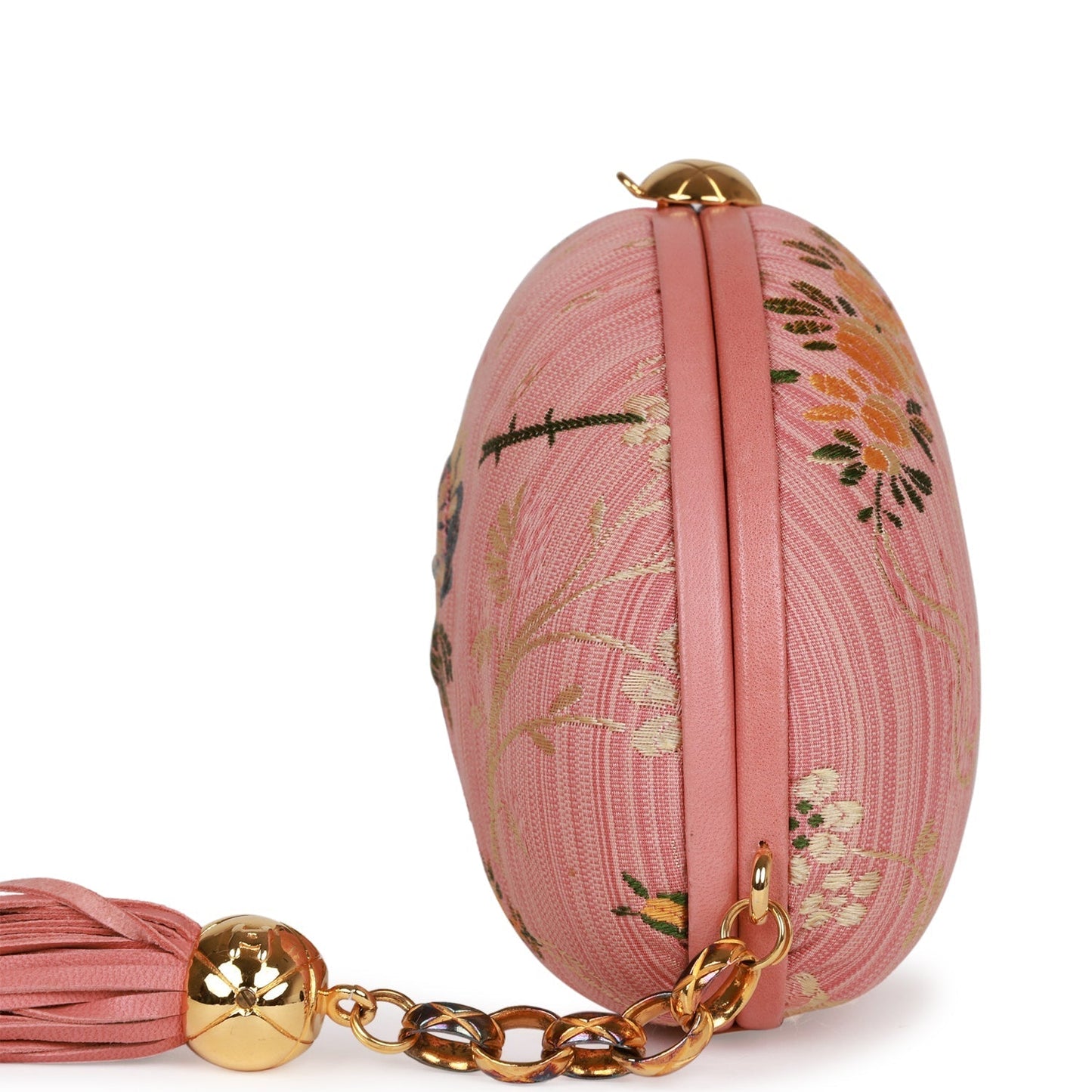 Chanel  Timeless Clutch Rose Pink Brocade Silk Gold Hardware