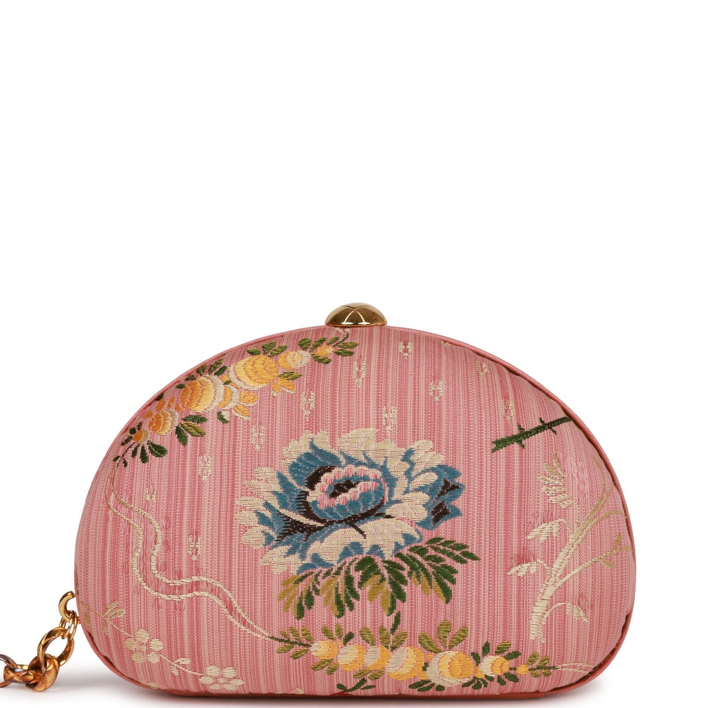 Chanel  Timeless Clutch Rose Pink Brocade Silk Gold Hardware