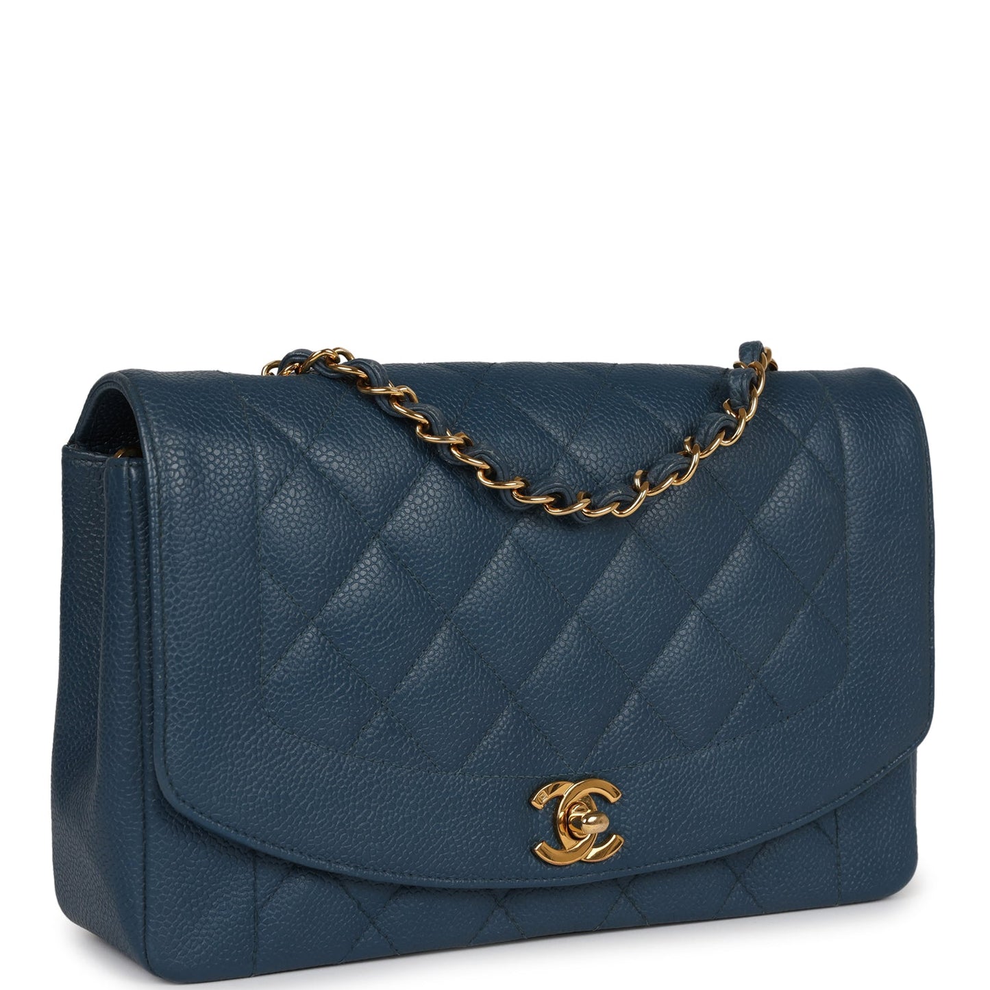 Chanel  Medium Diana Flap Bag Blue Caviar Gold Hardware