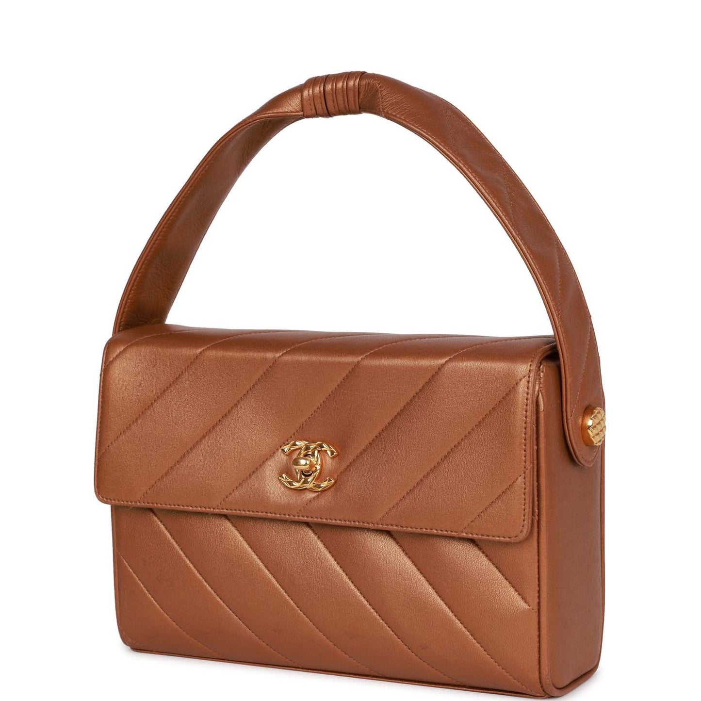 Chanel  Flap Bag Bronze Diagonal Quilted Calfskin Gold Hardware
