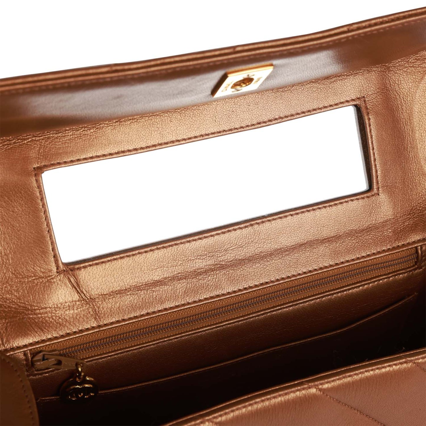 Chanel  Flap Bag Bronze Diagonal Quilted Calfskin Gold Hardware