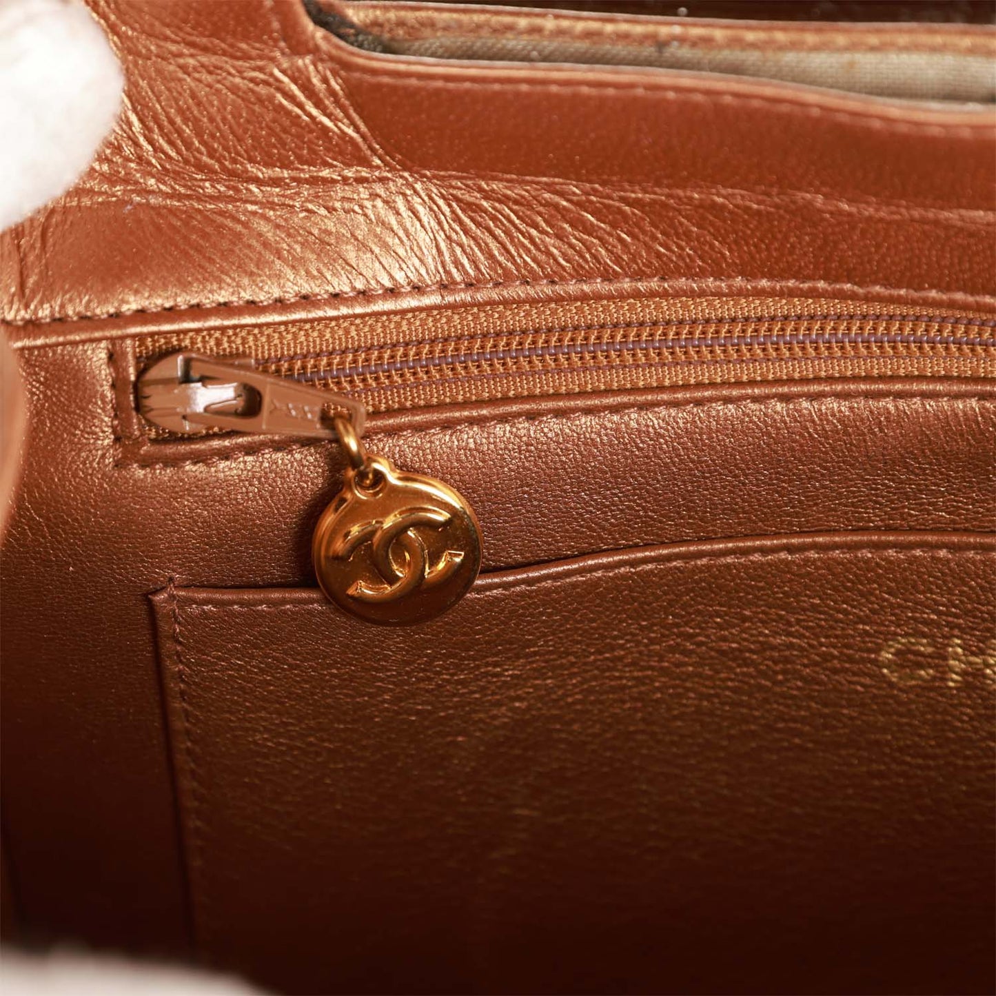 Chanel  Flap Bag Bronze Diagonal Quilted Calfskin Gold Hardware