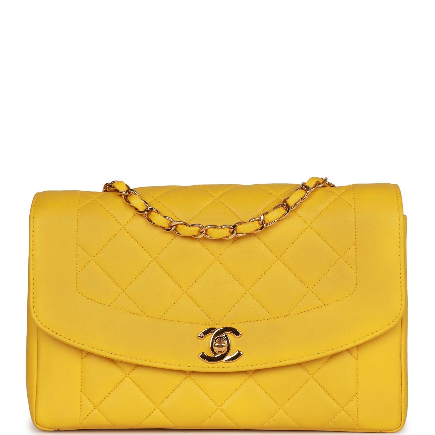 Chanel  Medium Diana Flap Bag Yellow Lambskin Gold Hardware