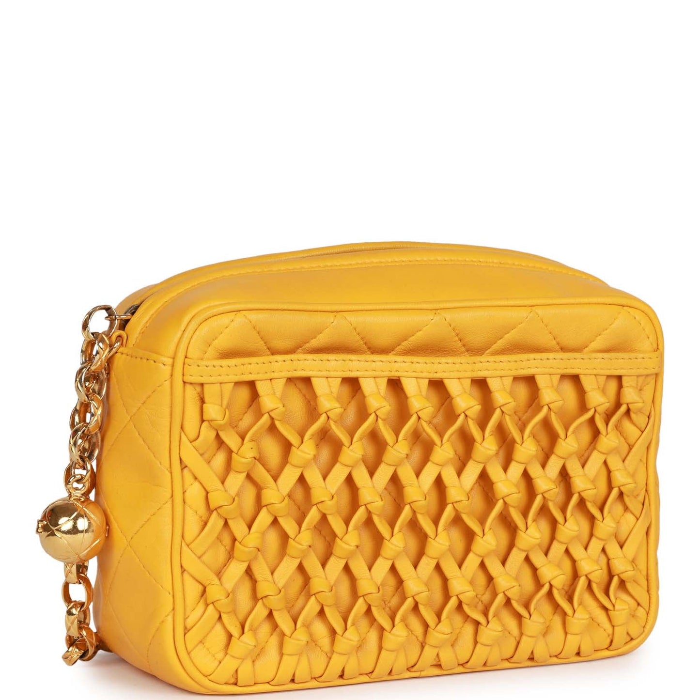 Chanel  Knotted Camera Bag Yellow Lambskin Gold Hardware