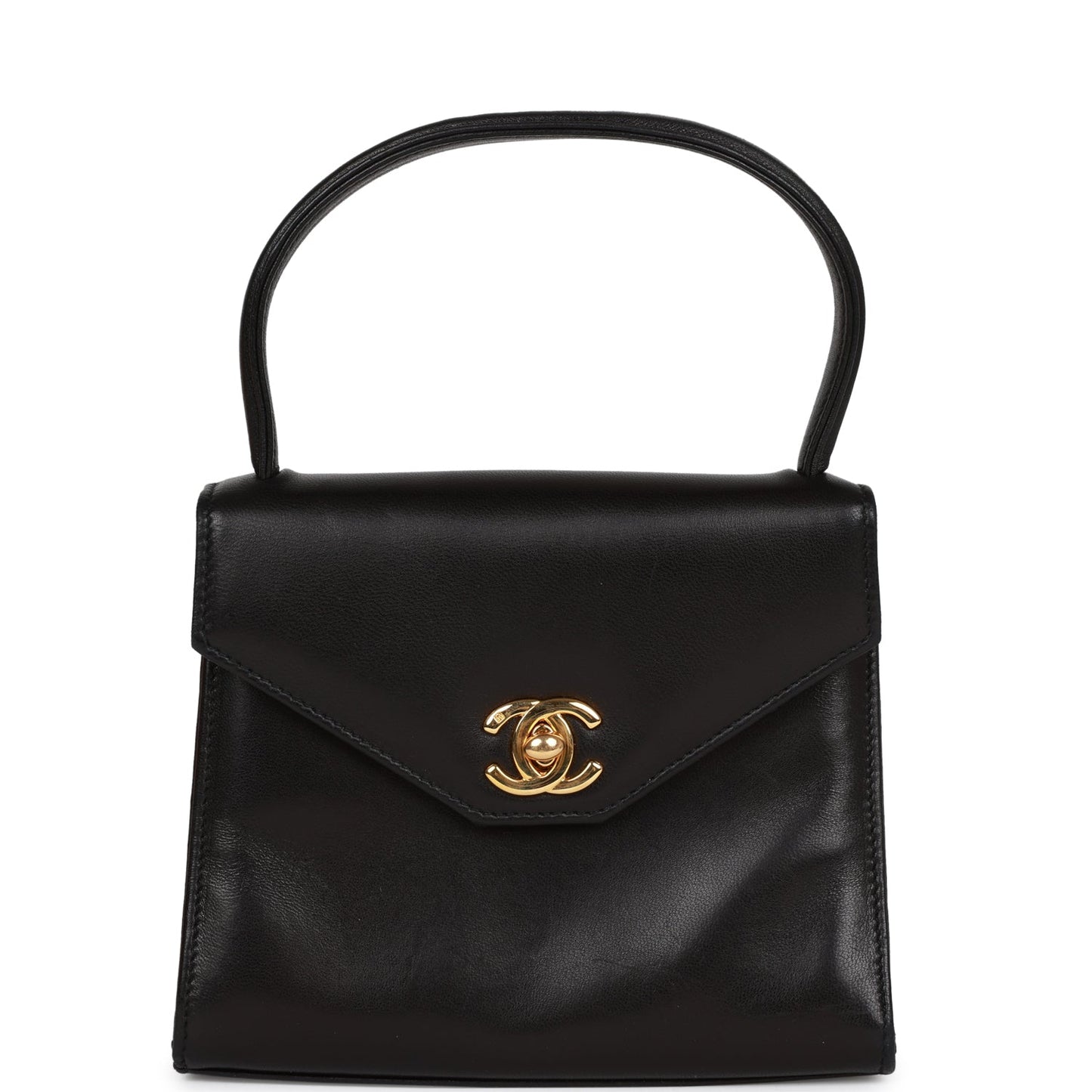 Chanel  Flap Bag with Top Handle Black Lambskin Gold Hardware