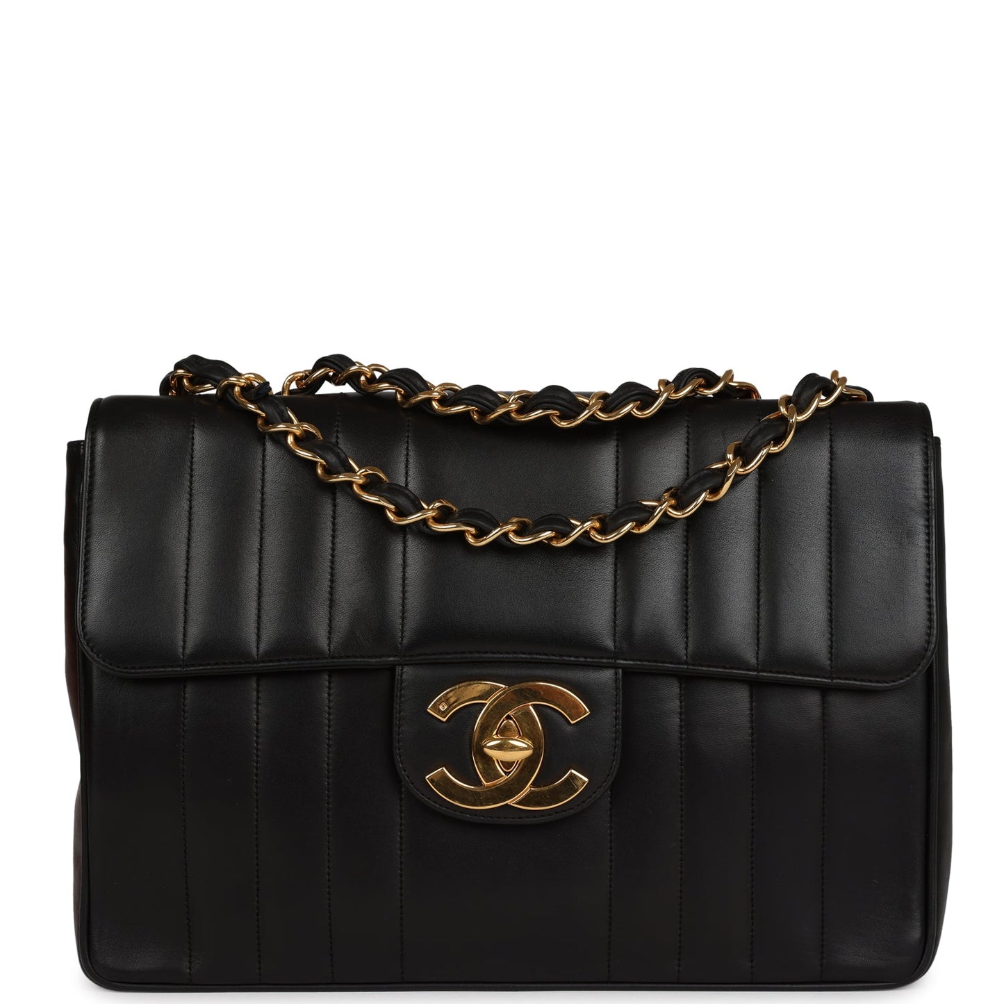 Chanel  Mademoiselle XL Jumbo Single Flap Black Lambskin Gold Hardware