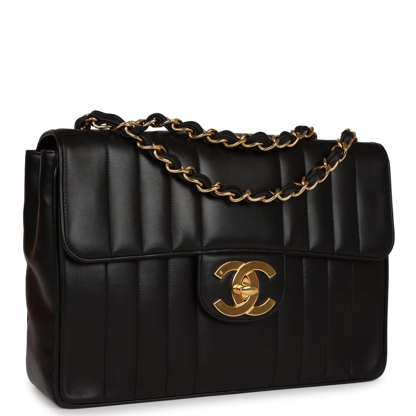 Chanel  Mademoiselle XL Jumbo Single Flap Black Lambskin Gold Hardware