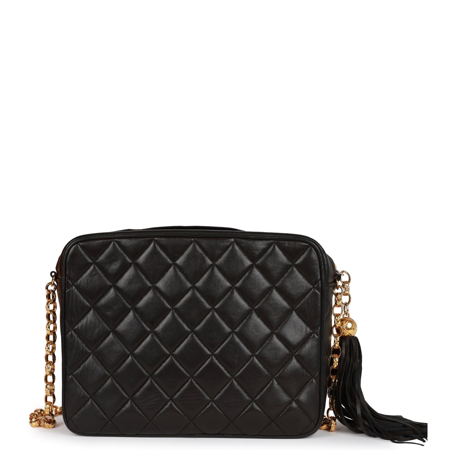 Chanel Small Diana Fringe Camera Bag Black Lambskin Gold Hardware