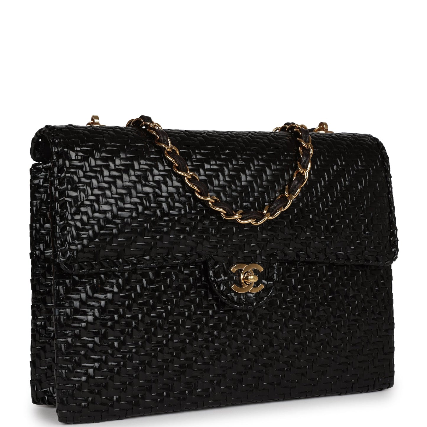 Chanel  Flap Bag Black Wicker Gold Hardware