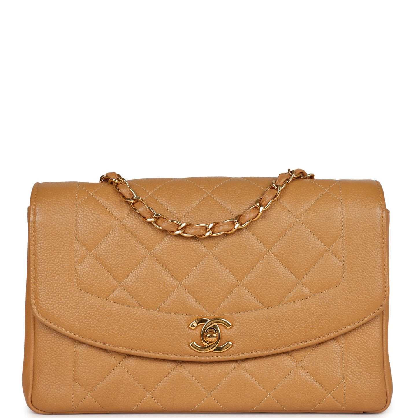 Chanel  Medium Diana Flap Bag Dark Beige Caviar Gold Hardware
