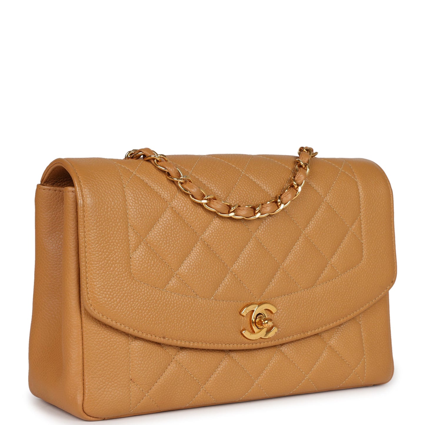 Chanel  Medium Diana Flap Bag Dark Beige Caviar Gold Hardware