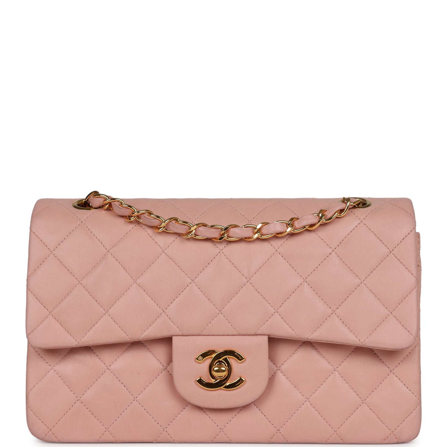 Chanel  Small Classic Double Flap Pink Lambskin Gold Hardware