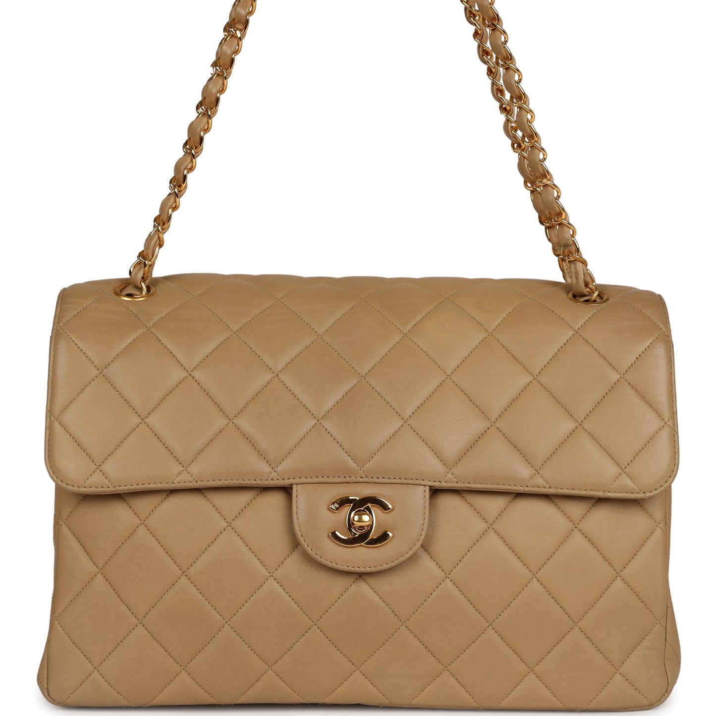 Chanel  Double Sided Flap Bag Taupe Lambskin Gold Hardware