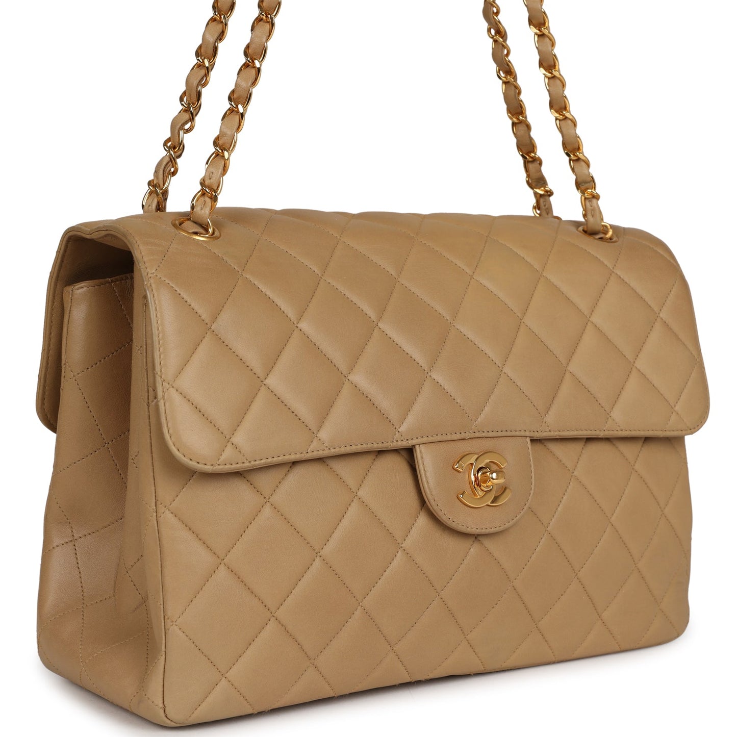 Chanel  Double Sided Flap Bag Taupe Lambskin Gold Hardware