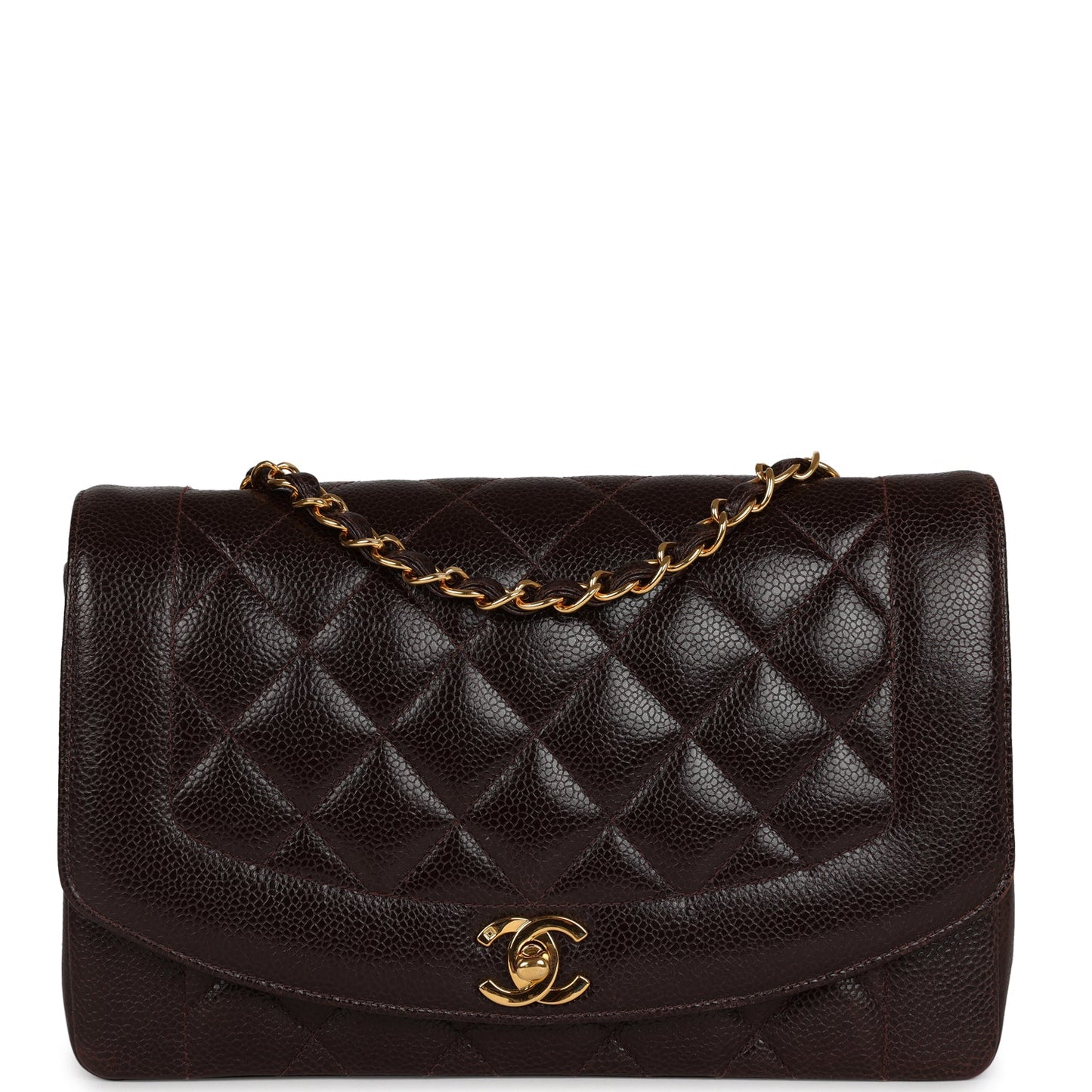 Chanel  Medium Diana Flap Bag Brown Caviar Gold Hardware
