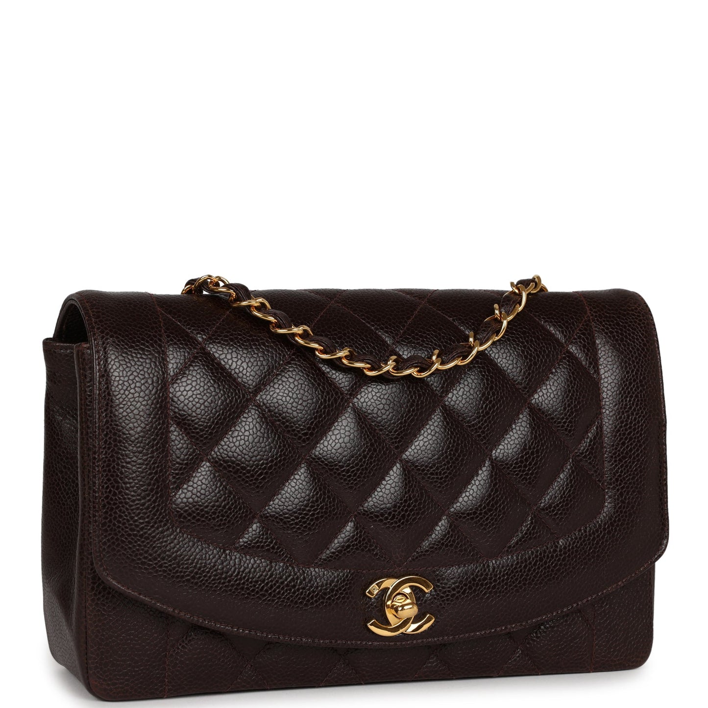 Chanel  Medium Diana Flap Bag Brown Caviar Gold Hardware