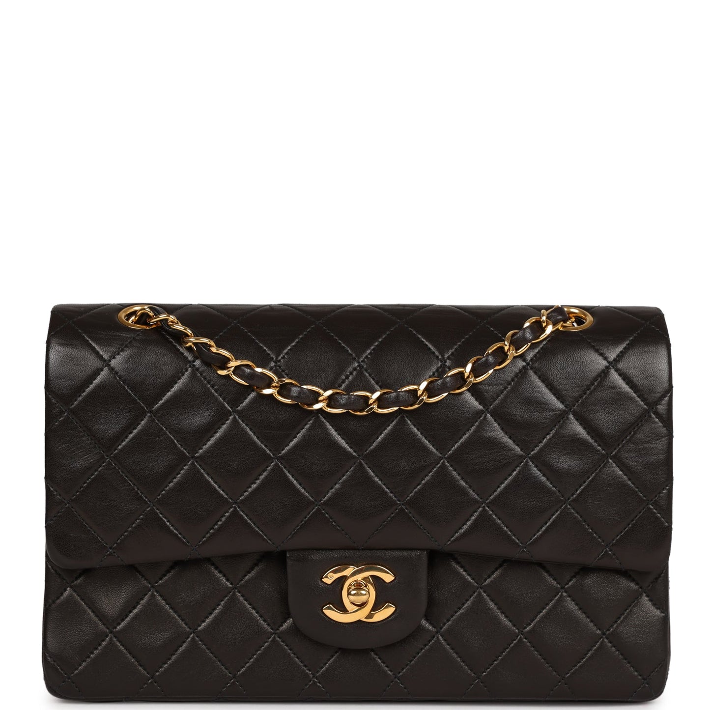 Chanel Medium Classic Double Flap Black Lambskin Gold Hardware Shoulder Bag