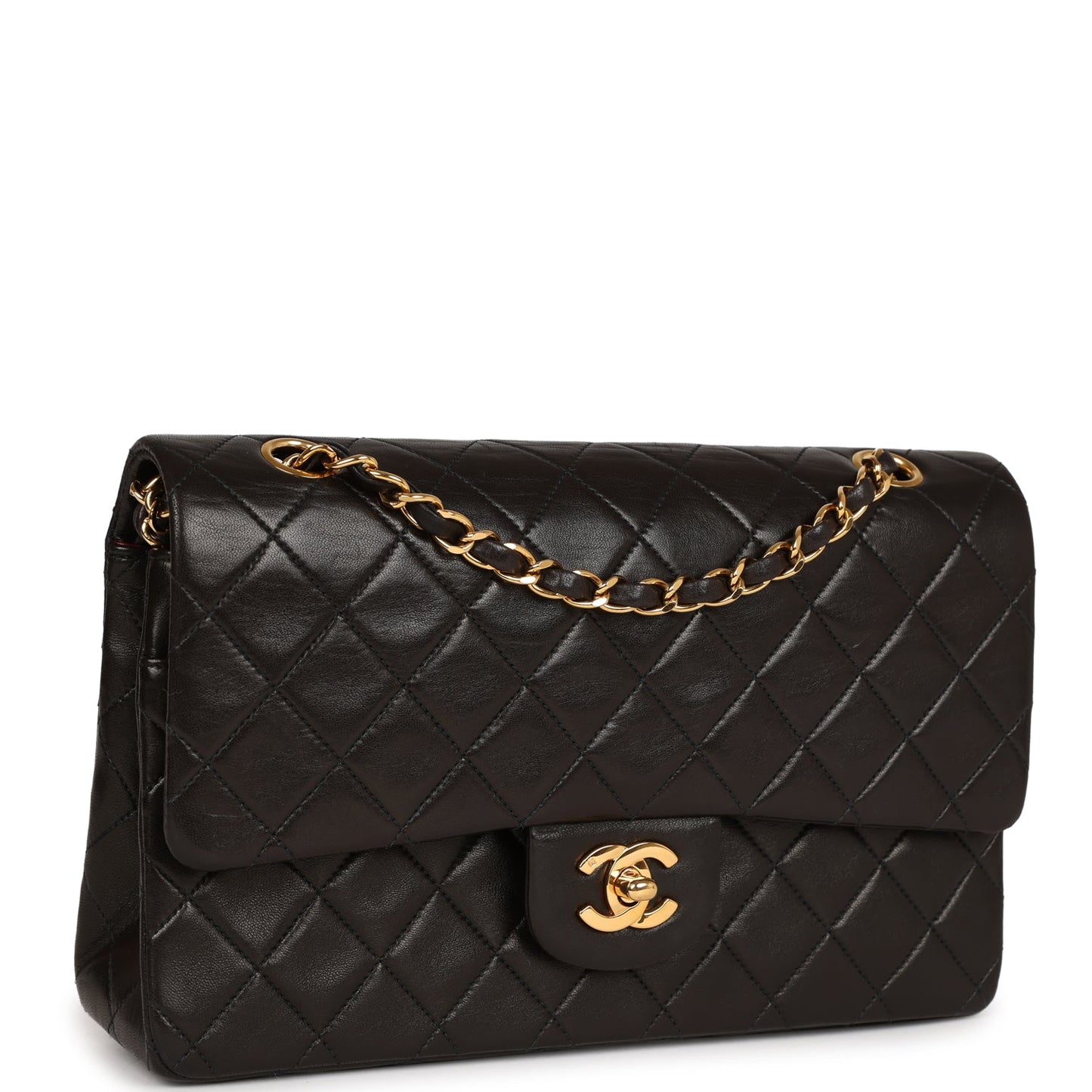 Chanel Medium Classic Double Flap Black Lambskin Gold Hardware Shoulder Bag