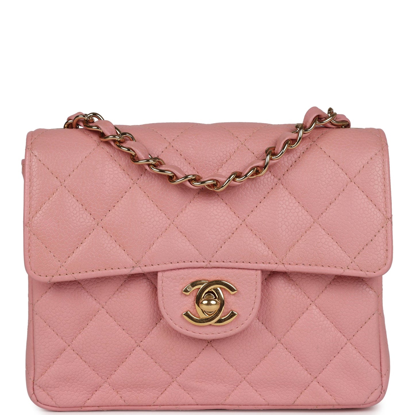 Chanel  Mini Square Flap Pink Caviar Gold Hardware