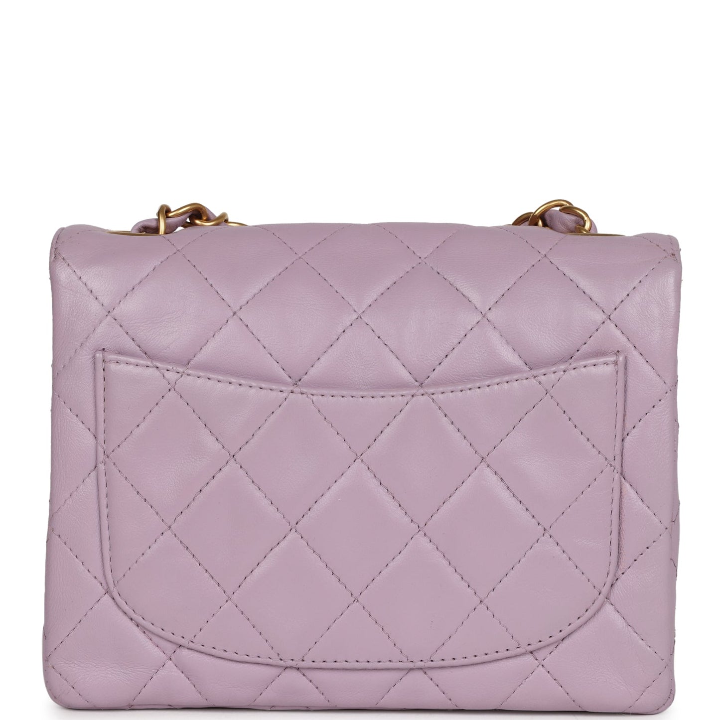 Chanel Mini Square Flap Bag Light Purple Lambskin Matte Gold Hardware