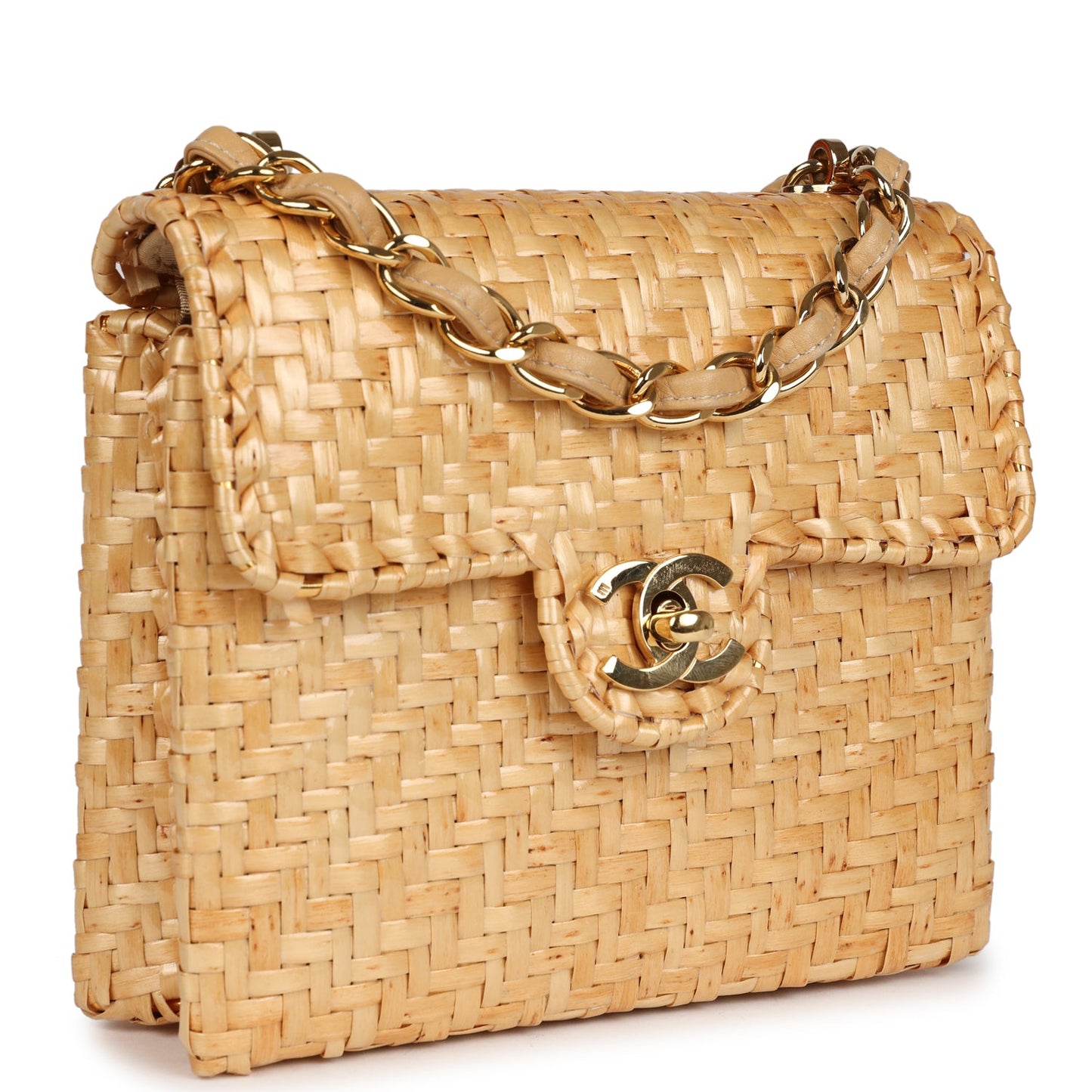 Chanel  Mini Flap Bag Natural Wicker Gold Hardware